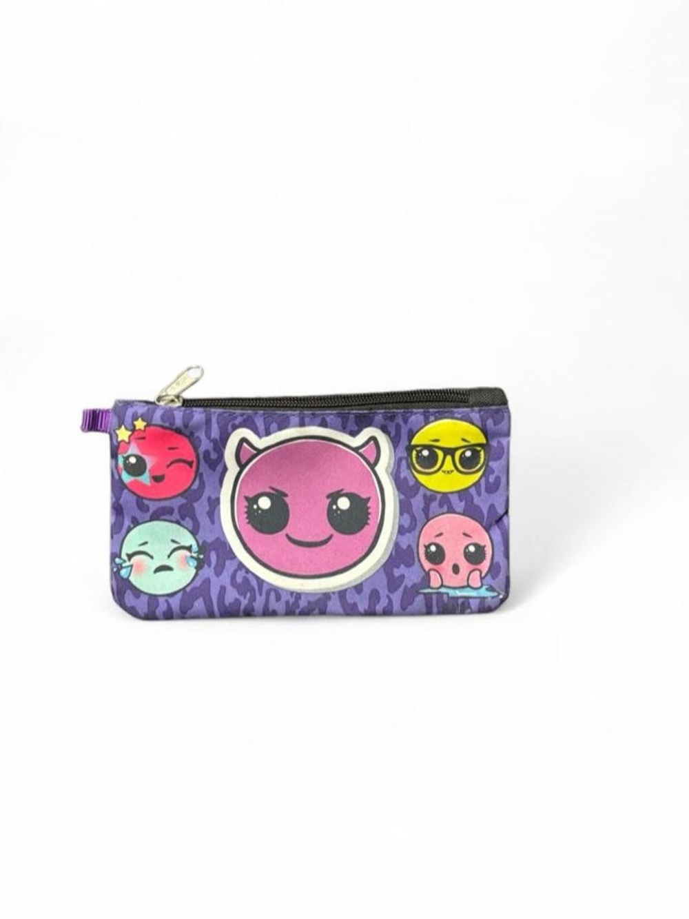 LOL Surprise Emoji Print Zipper Pouch Cosmetic Bag Pencil Case Purple